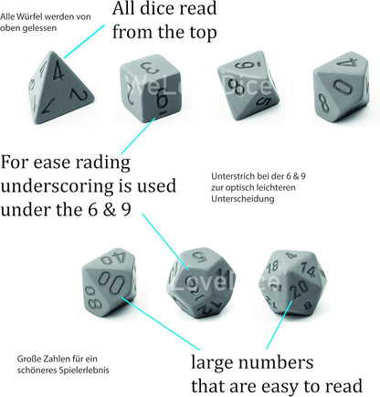 Chessex D&D Dice Set Translucent Smoke White Rpg RPG RPG Box, Multi-Colour