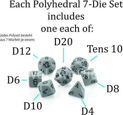 Chessex D&D Dice Set Translucent Smoke White Rpg RPG RPG Box, Multi-Colour
