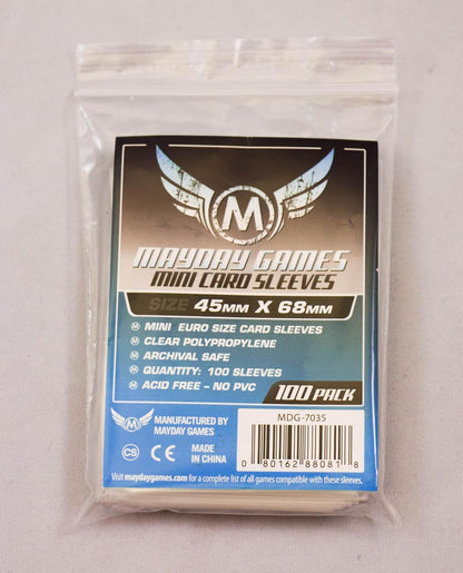 Mini Euro Game Play Card Sleeves (100 Sleeves/Pack - 45 MM X 68 MM