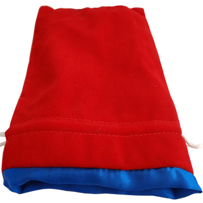 Velvet Dice Bag with Satin Liner 6"x8" - red-Velvet-dice-Bag-with-Blue-Satin