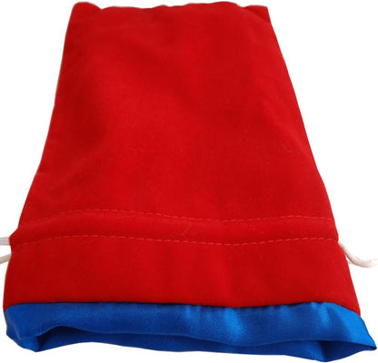 Velvet Dice Bag with Satin Liner 6"x8" - red-Velvet-dice-Bag-with-Blue-Satin