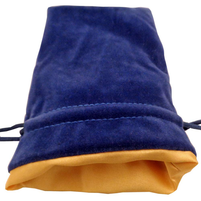 Blue Velvet Dice Bag with Gold Satin Lining (6''x8''