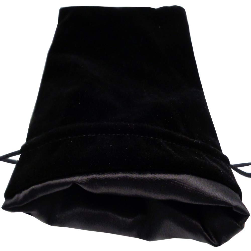 Black Velvet Dice Bag with Black Satin Lining (6''x8''