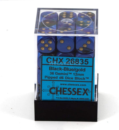 Dice Block with 36 d6 Gemini Black-Blue w/gold