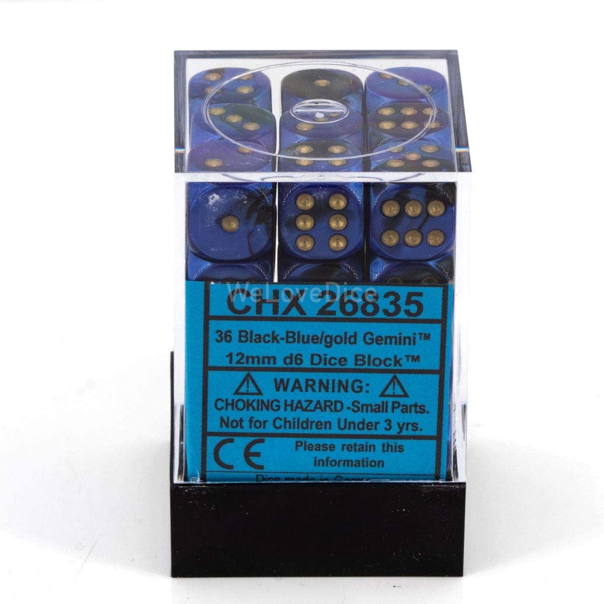Dice Block with 36 d6 Gemini Black-Blue w/gold