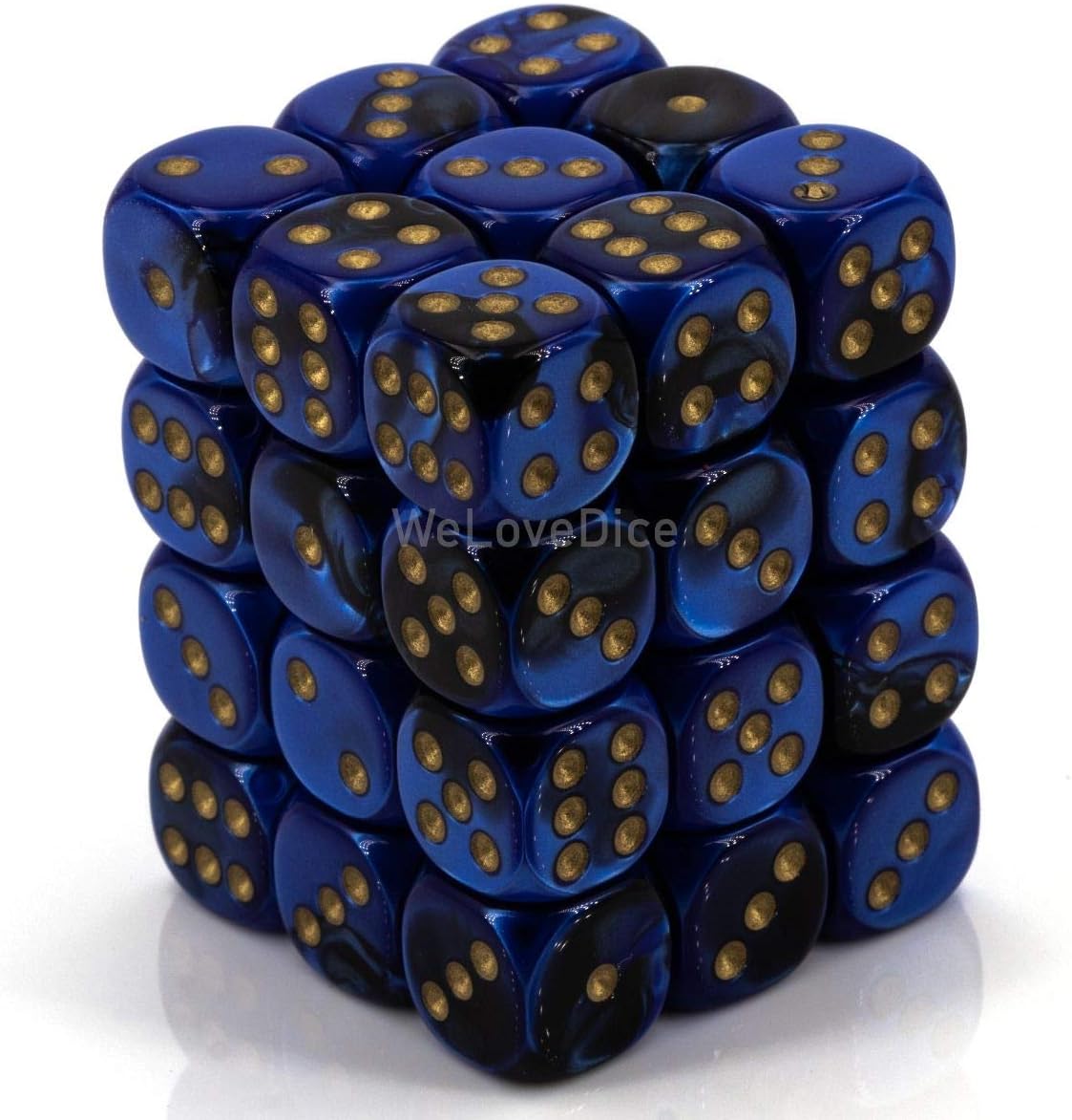 Dice Block with 36 d6 Gemini Black-Blue w/gold