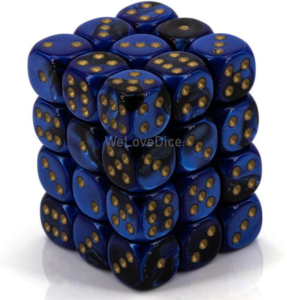 Dice Block with 36 d6 Gemini Black-Blue w/gold