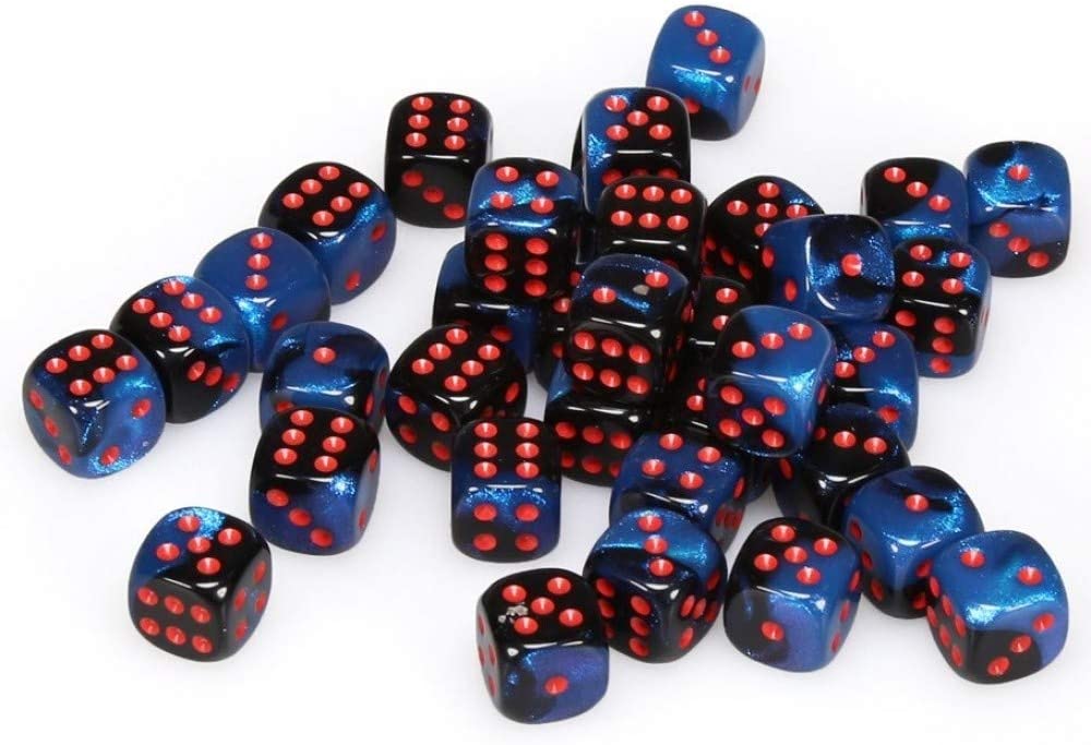 Dadi D6 Gemini Black Starlight w/Red (36