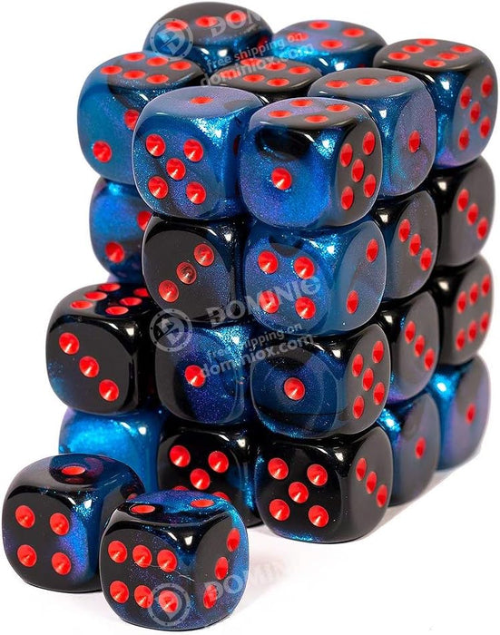 Dadi D6 Gemini Black Starlight w/Red (36