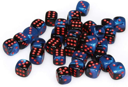 Dadi D6 Gemini Black Starlight w/Red (36