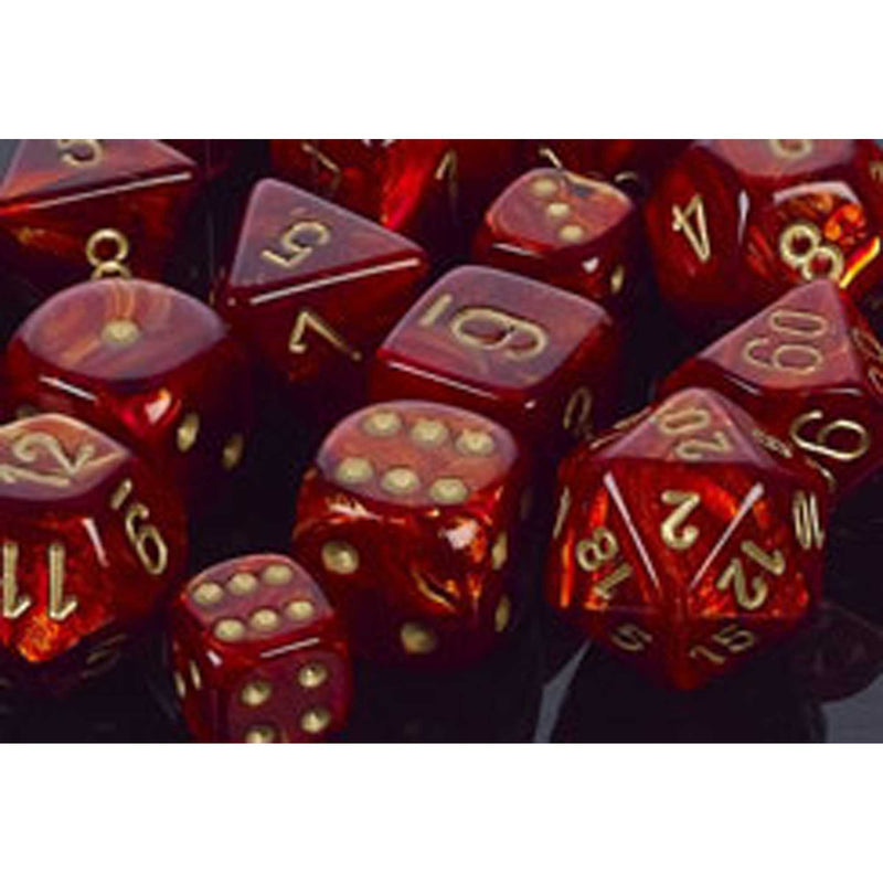 12mm d6 Dice Block: Scarab Scarlet with Gold