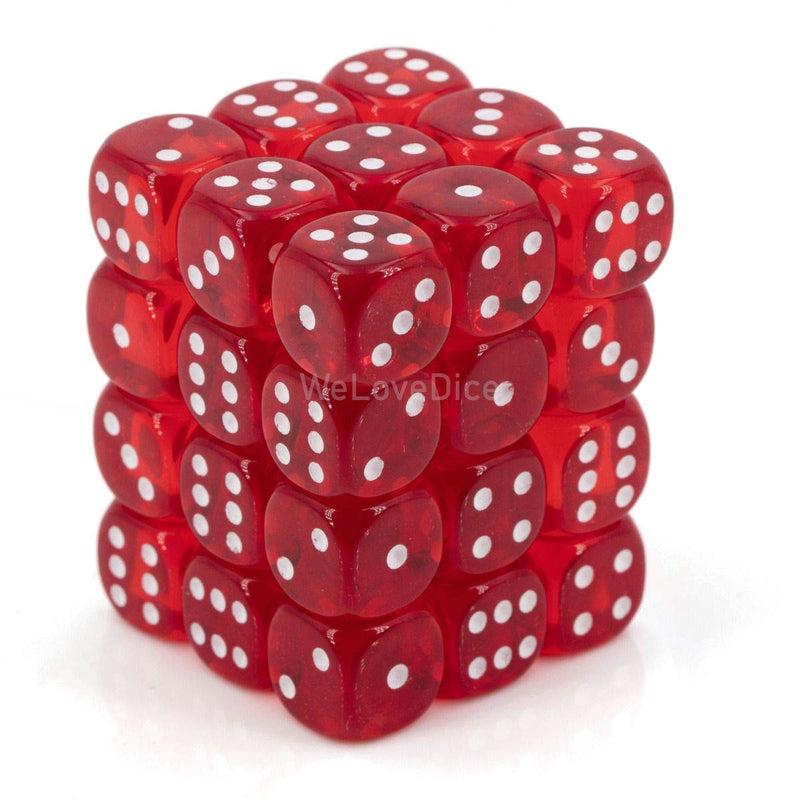 Chessex DND Dice Set-Chessex D&D Dice-12mm Translucent Red and White Plastic Polyhedral Dice Set-Dungeons and Dragons Dice Includes 36 Dice – D6, Various (CHX23804