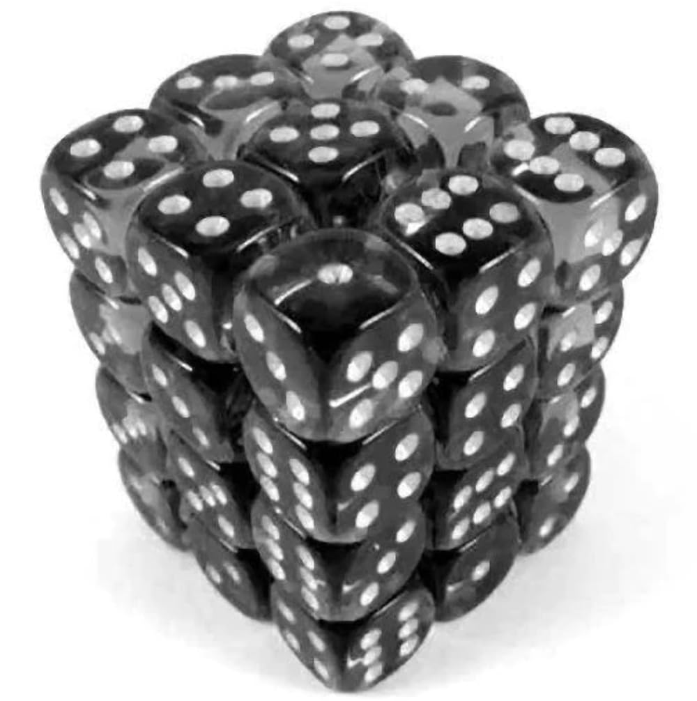 DND Dice Set-Chessex D&D Dice-12mm Translucent Smoke and White Plastic Polyhedral Dice Set-Dungeons and Dragons Dice Includes 36 Dice – D6
