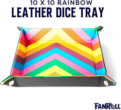 Fold Up Velvet Dice Tray: Zig Zag Rainbow