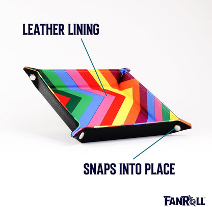 Fold Up Velvet Dice Tray: Zig Zag Rainbow