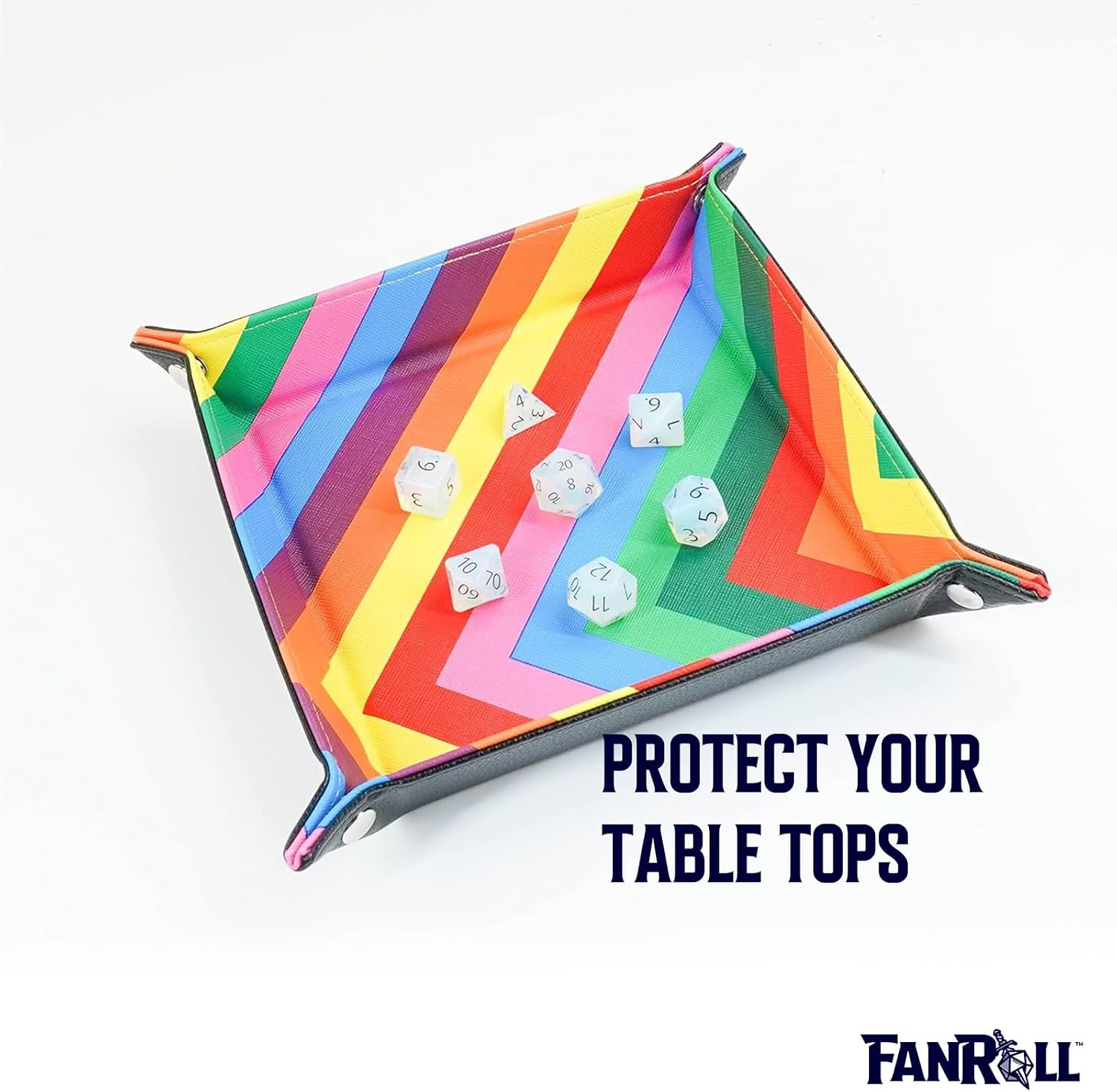Fold Up Velvet Dice Tray: Zig Zag Rainbow