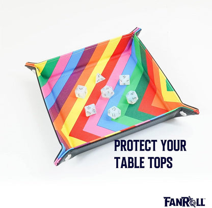 Fold Up Velvet Dice Tray: Zig Zag Rainbow