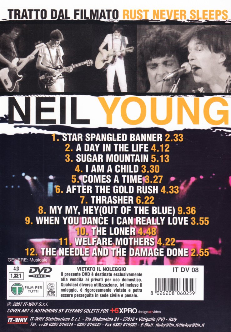 neil young tratto dal filmato rust never sleepers dvd Italian Import