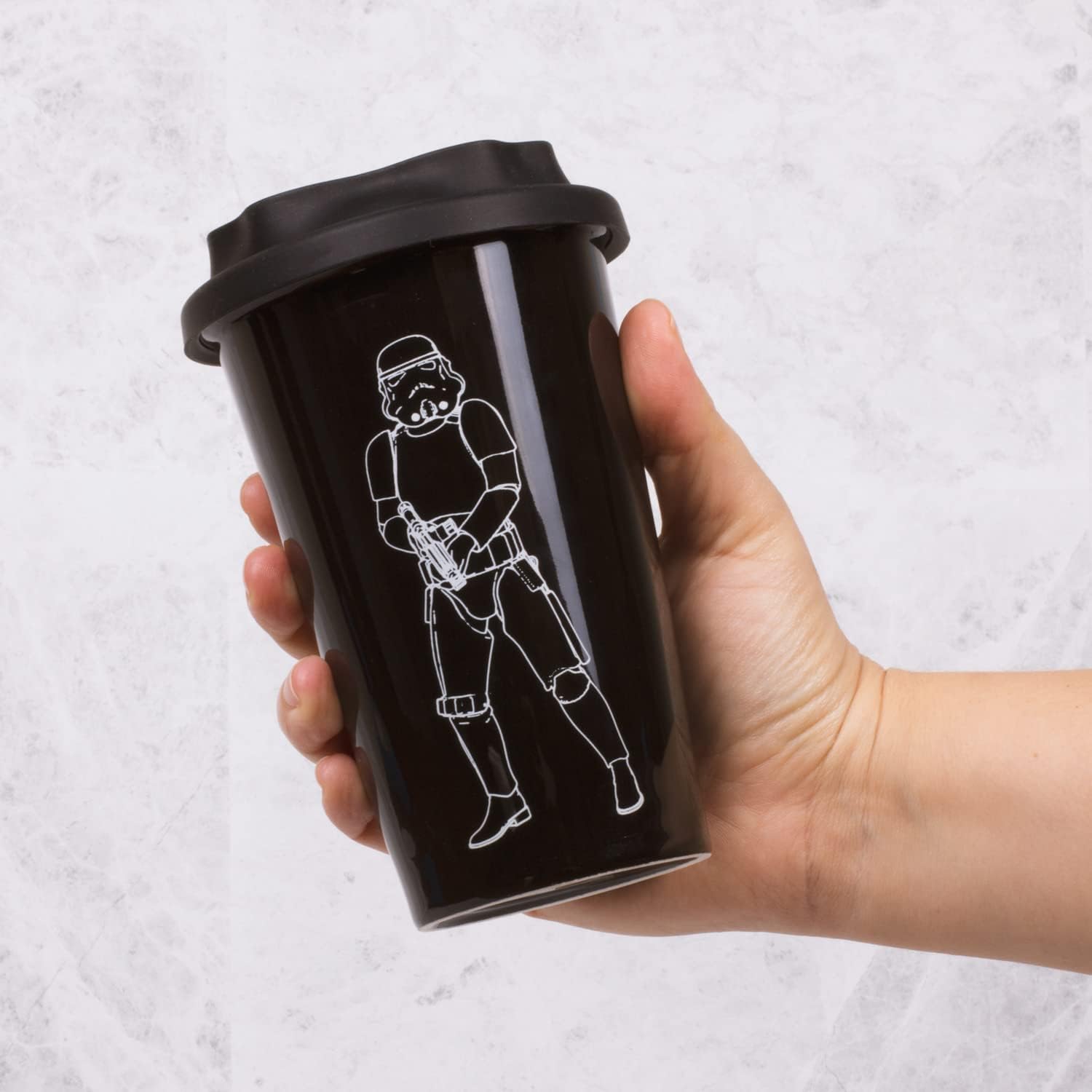 Shepperton Design STMTRPTMB Original Stormtrooper Ceramic Mug with Silicone Lid (Black