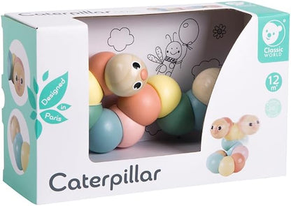 Classic World 54235 Wooden Babies, Toddlers and Kids, Twist Caterpillar (Pastel)