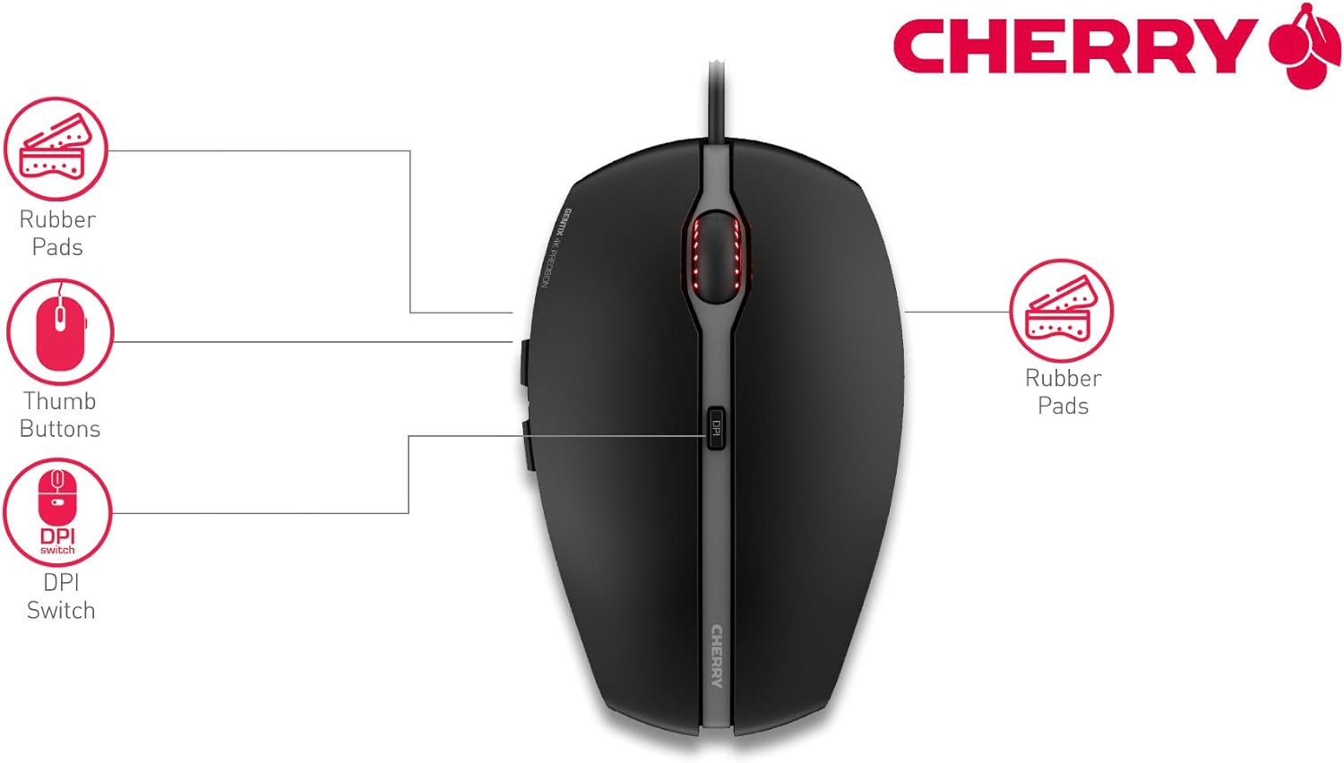 Cherry Gentix 4K Corded Mouse Black JM-0340-2