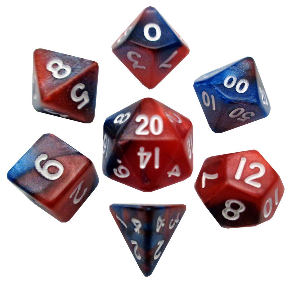 EPHIIONIY 7 Piece Mini Cube Set - Red Blue with White Numbers