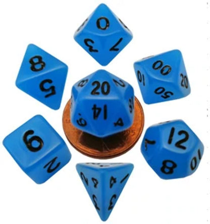 7-Set Mini: 10mm: Glow BU w/BK Numbers