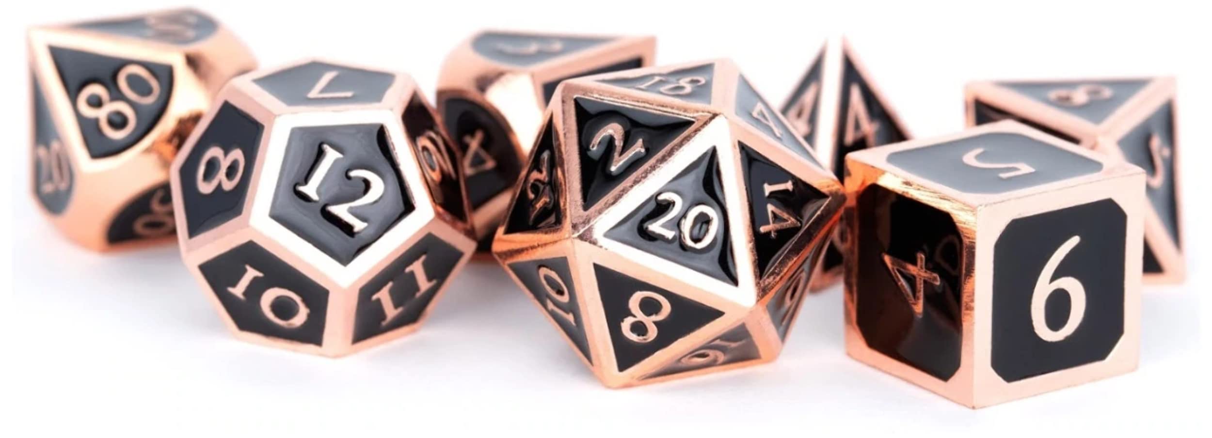 FanRoll by Metallic Dice Games 16mm Metal Polyhedral DND Dice Set: Copper w/ Black Enamel, Role Playing Game Dice for Dungeons and Dragons Copper With Black