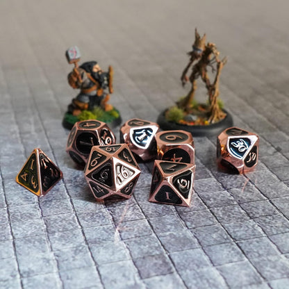 FanRoll by Metallic Dice Games 16mm Metal Polyhedral DND Dice Set: Copper w/ Black Enamel, Role Playing Game Dice for Dungeons and Dragons Copper With Black