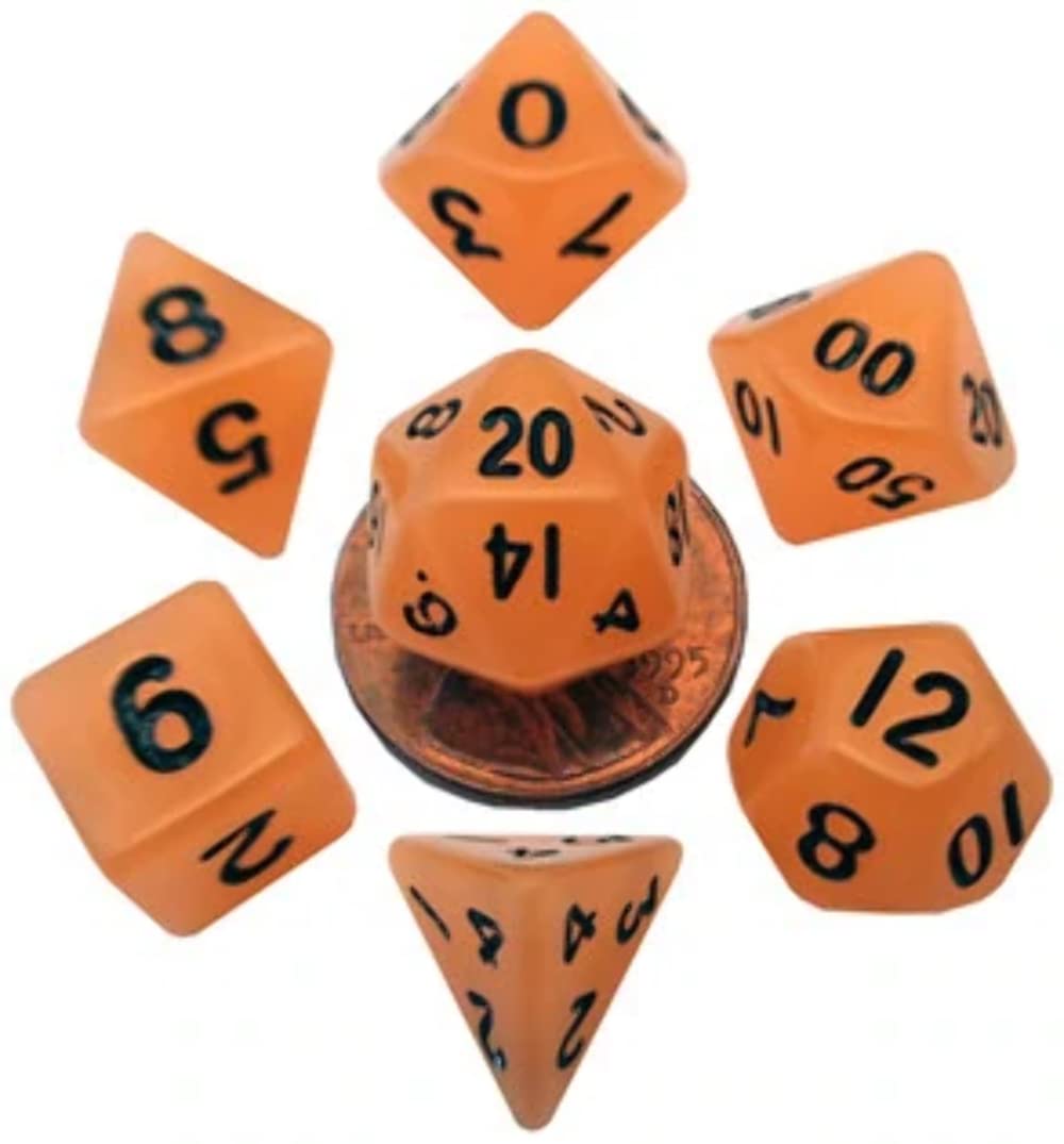 7-Set Mini: 10mm: Glow OR w/BK Numbers