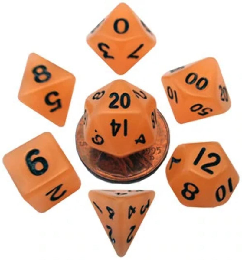 7-Set Mini: 10mm: Glow OR w/BK Numbers