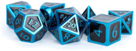 FanRoll by Metallic Dice Games 16mm Metal Polyhedral DND Dice Set: Blue w/ Black Enamel, Role Playing Game Dice for Dungeons and Dragons Blue With Black