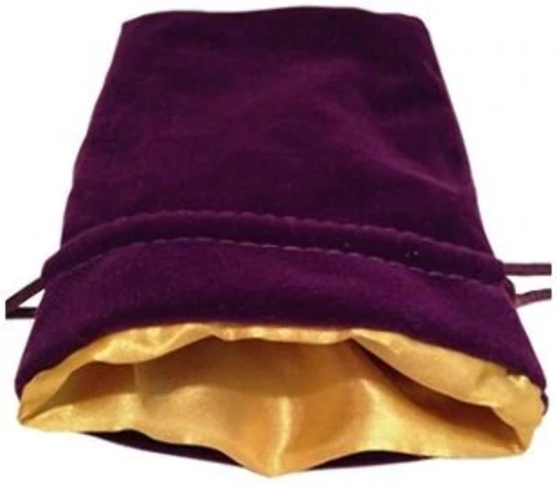 4"X6" PURPLE VELVET DICE BAG WITH GOLD SATIN LINING