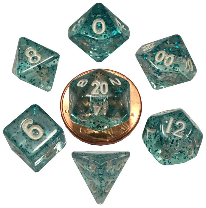 Ethereal Light Blue 10mm Mini Polyhedral Dice Set