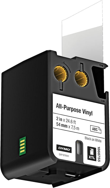 DYMO XTL All-Purpose Vinyl Labels | 54 mm x 7 m | Black on White black on white 54 mm x 7m