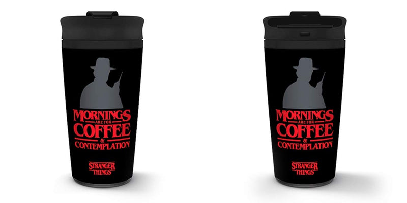 Pyramid International Stranger Things Double Walled Eco Travel Cup with Resealable Non-Drip Lid, Coffee and Contemplation Graphic 370ml/13ox- Official Merchandise