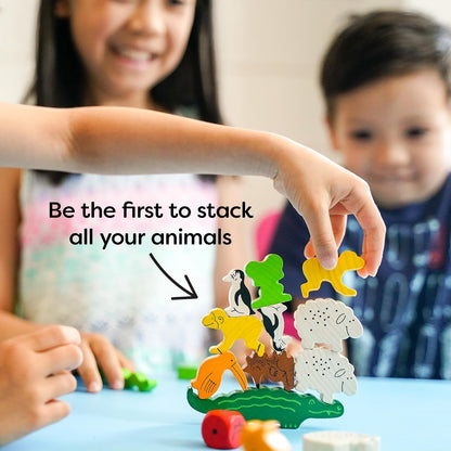 HABA 3678 Animal Upon Animal - Classic Wooden Stacking Game Fun for The Whole Family- English version (Made in Germany)