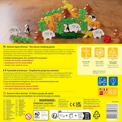 HABA 3678 Animal Upon Animal - Classic Wooden Stacking Game Fun for The Whole Family- English version (Made in Germany)