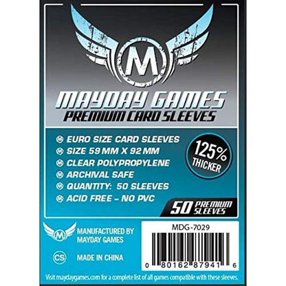 Mayday Games 59 x 92 mm SLEEVES Euro Premium Card Game (Pack of 50