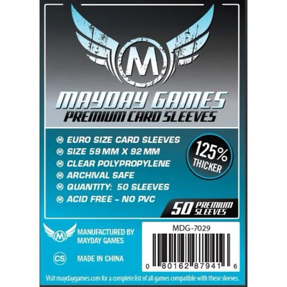 Mayday Games 59 x 92 mm SLEEVES Euro Premium Card Game (Pack of 50