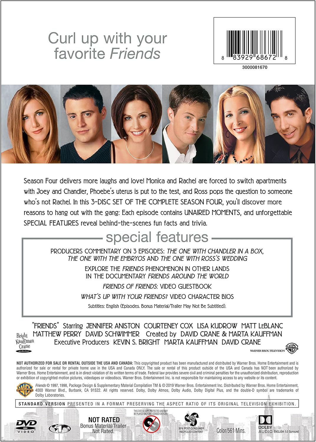 Friends: The Complete Fourth Season (25th Ann/Rpkg/DVD)