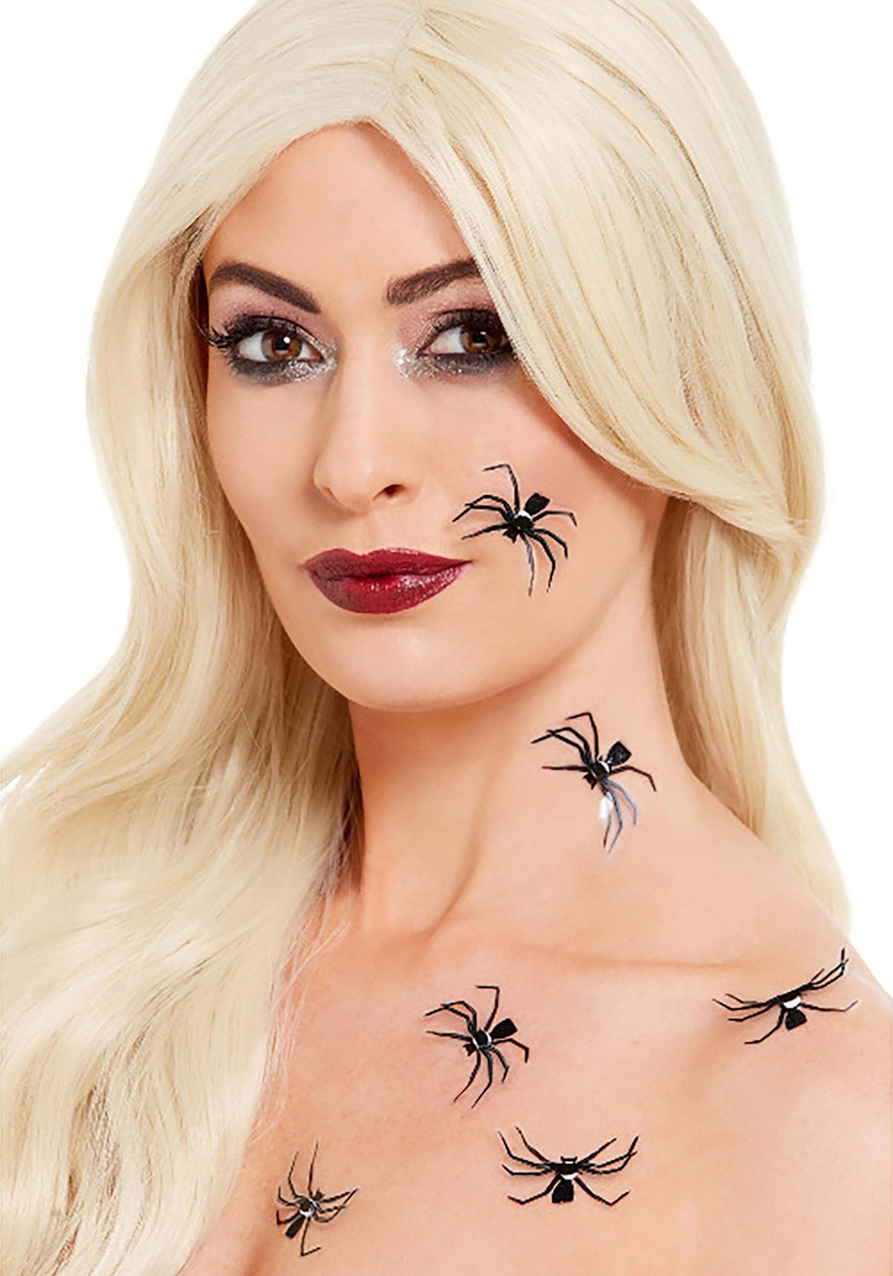 Smiffys Smiffys Make-Up FX, 3D Spider Stickers, Black