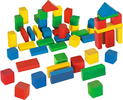 Eichhorn 100050161 50 bunte Holzbausteine in Aufbewahrungsbox mit Sortierdeckel, FSC 100 Prozent zertifiziertes Buchenholz, Motorikspielzeug geeignet für Kinder ab 1 Jahr