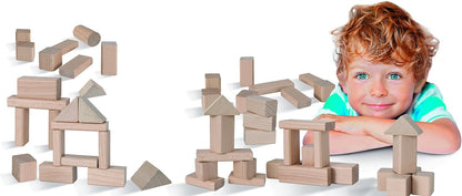 Eichhorn 100050141 50 naturfarbene Holzbausteine in Aufbewahrungsbox mit Sortierdeckel, FSC 1 zertifiziertes Buchenholz, Motorikspielzeug geeignet für Kinder ab 1 Jahr