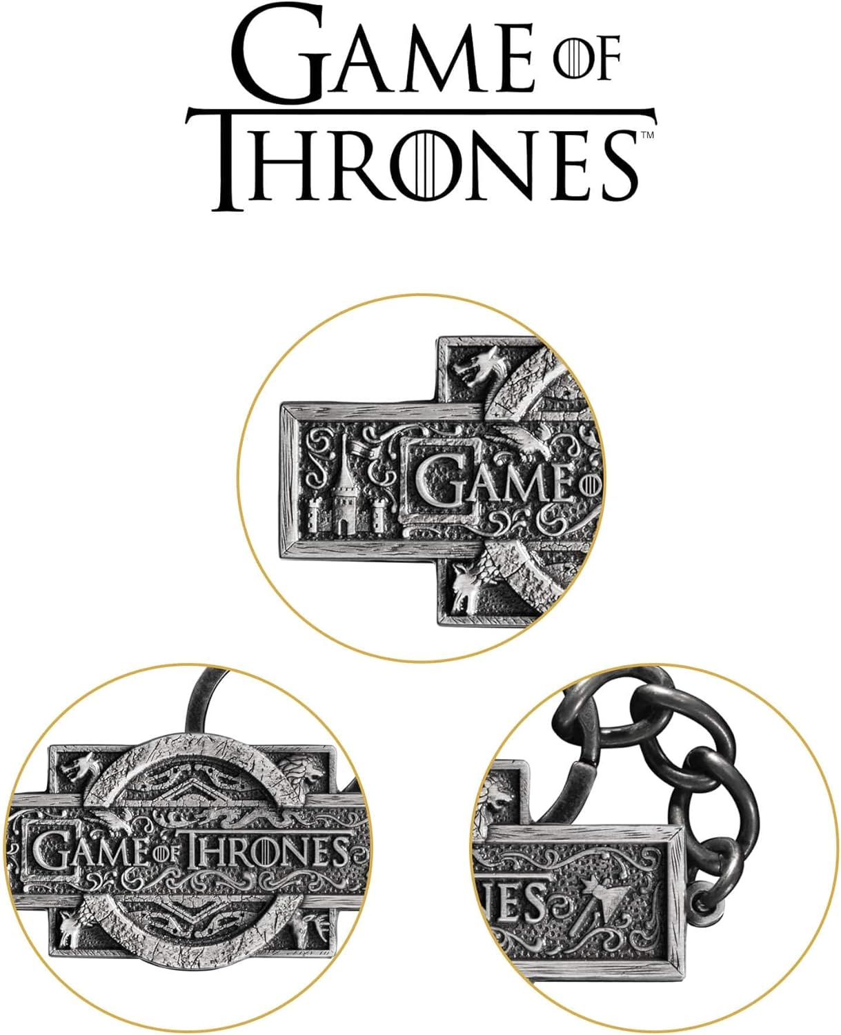 The Noble Collection Game of Thrones Logo Keychain - 2.6in (6.5cm) GOT Show's Title Logo - Game of Thrones Film Set Movie Merchandise - Gifts for Family, Friends & Game of Thrones Fans