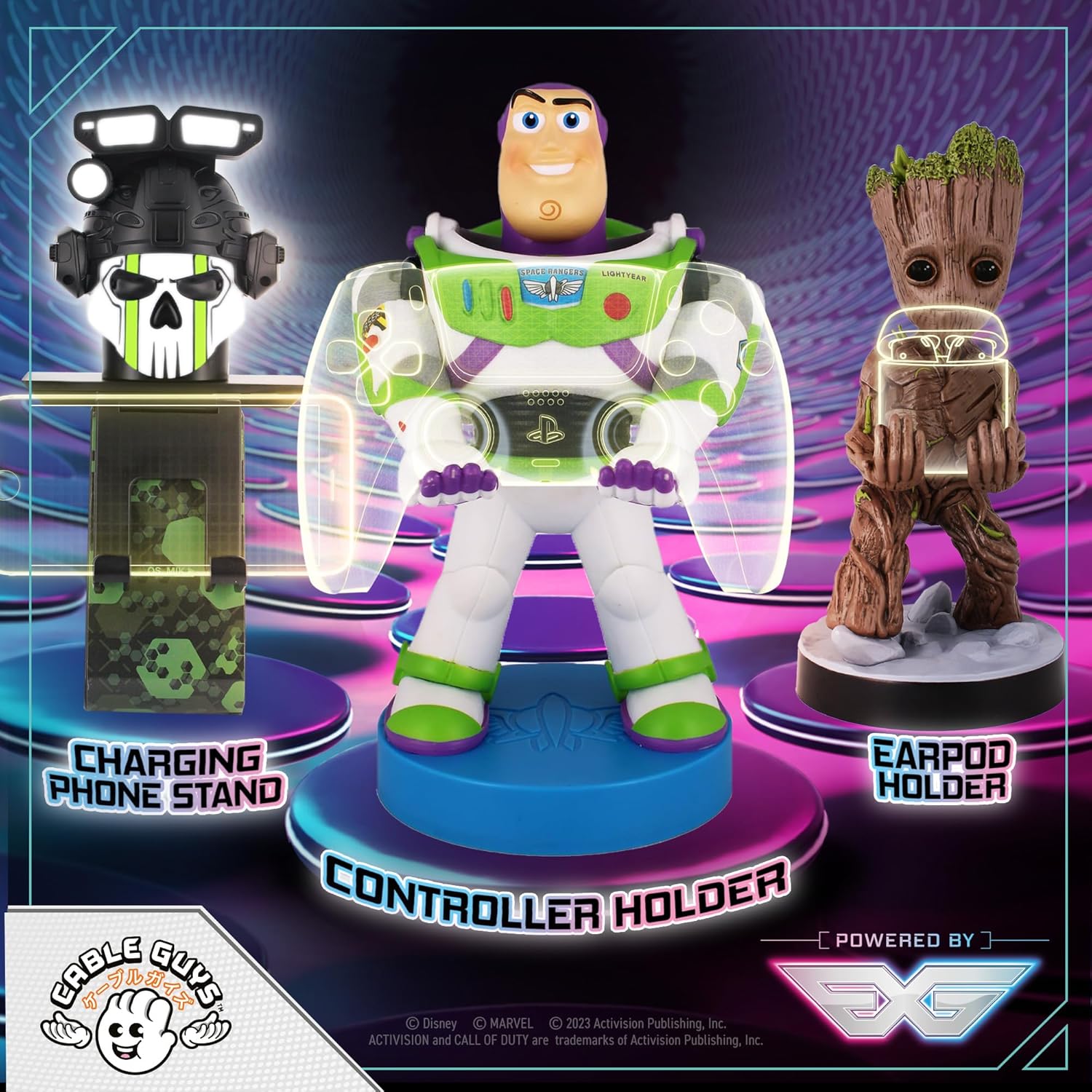 Cable Guys - Disney Toy Story Buzz Lightyear Gaming Accessories Holder & Phone Holder for Most Controller (Xbox, Play Station, Nintendo Switch) & Phone