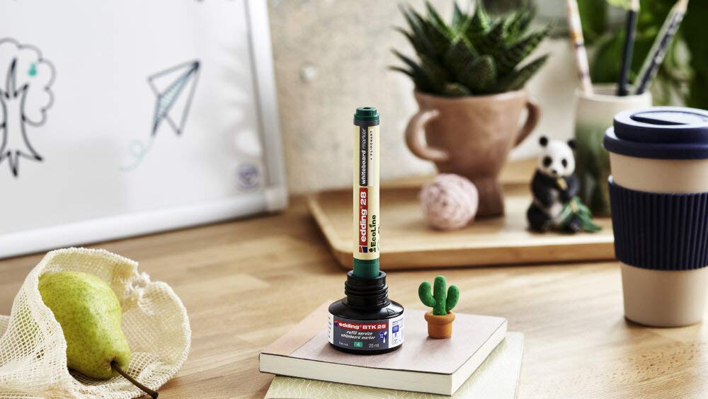 edding 28 EcoLine whiteboard marker - black, red, blue, green - set of 4 whiteboard pens - round nib 1.5-3 mm - whiteboard pen dry wipe - for whiteboards, flipcharts, memo boards - sketchnotes