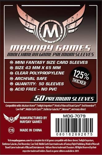 Mayday Games 43 x 65 mm SLEEVES Mini Chimera USA Premium Card Game (Pack of 50