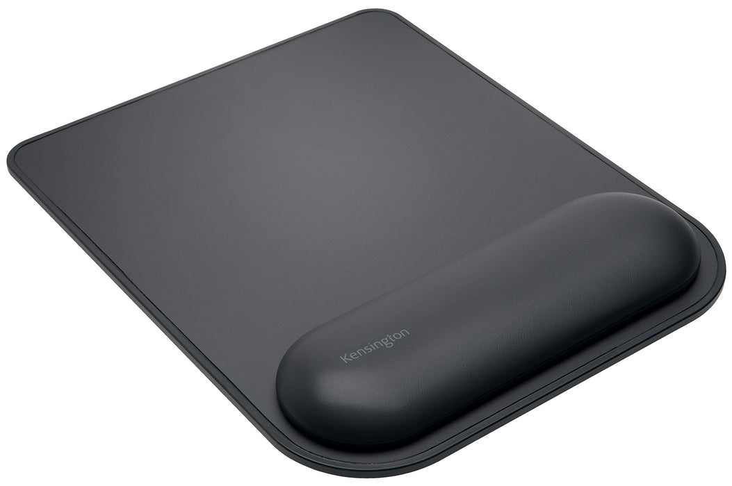 Kensington Mousepad with ErgoSoft Wrist Rest Support for Home Office, Black - Mouse mat, Gel-cushioned non-slip padding, Aids Wrist Alignment, Certified for safety and Compliance