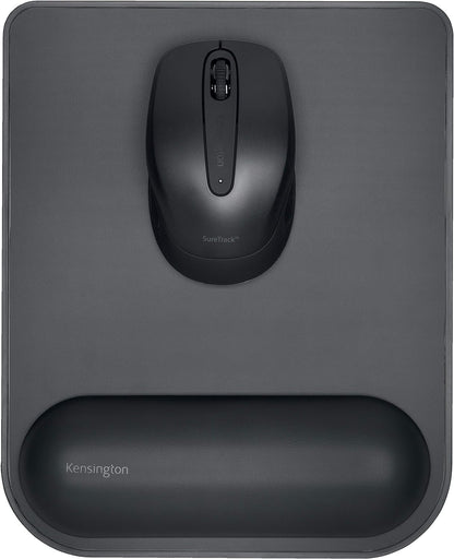 Kensington Mousepad with ErgoSoft Wrist Rest Support for Home Office, Black - Mouse mat, Gel-cushioned non-slip padding, Aids Wrist Alignment, Certified for safety and Compliance